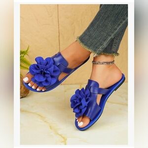 Size 8.5 NEW GORGLITTER Women's 3D Flower Sandals Dressy Slip On Shoes